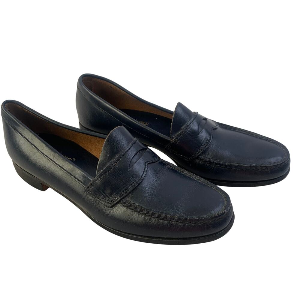G.H. Bass WeeJuns Sz 6.5 Moc Loe Original Penny Loafers Leather Navy Blue Shoes